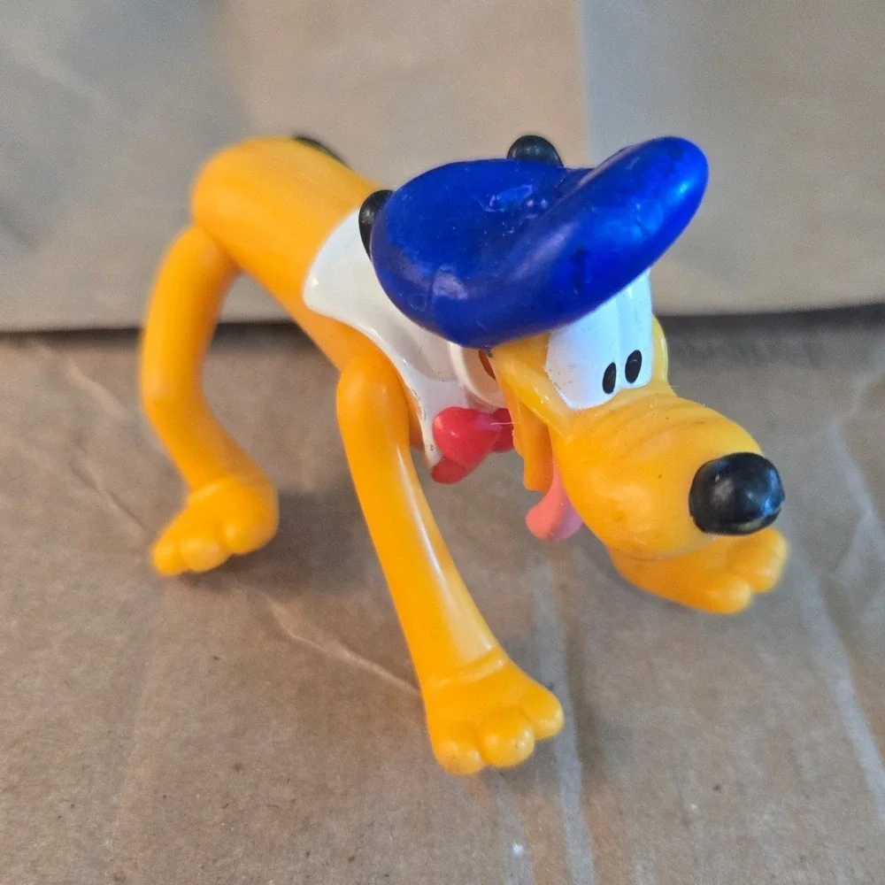 Vintage Disney Pluto PVC Figure Sailor Hat Bow Tie Collectible Toy Yellow Dog